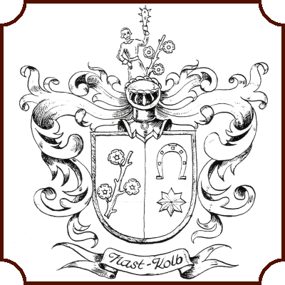 Schwarzweiss-Zeichnung Wappen Nast-Kolb